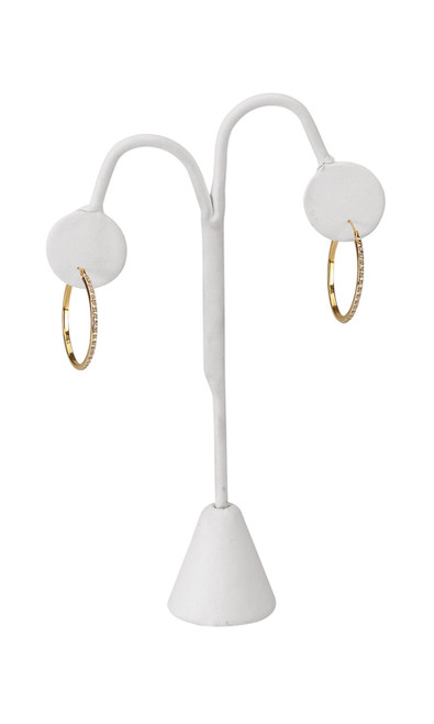 White Faux Leather Earring Tree Display - Case of 25zoom