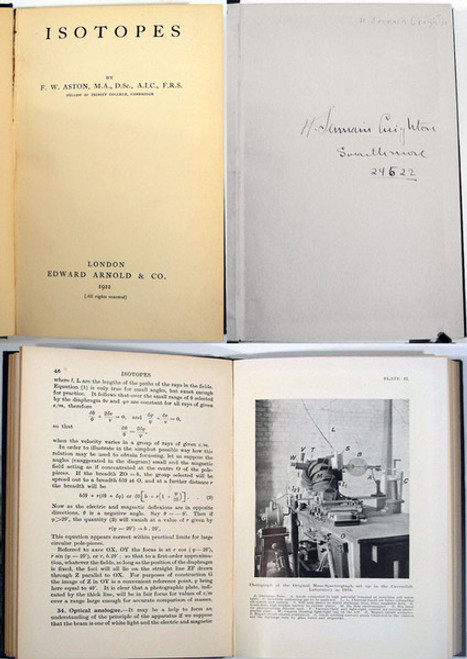 Rare Science Book: Aston, Francis William; Isotopes by F. W. Aston.... London, Edward Arnold & Co., 1922.