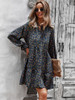 New Holiday Style Print Short Dress Women Casual Lace Up V Neck Full Sleeve Mini Floral Party Dresses Ladies Elegant