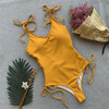 Women Ribbing Swimsuit One Piece Bandage Hollow Out Bikini Strappy Swimwear Sexy Open Back BeachWear Bathing Suits Monokini