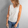 Women Lace Vest Summer New Solid Sexy Hole Sleeveless V Neck Embroidery Casual Tops