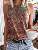 Summer Trend Vest Colorful Flower Pattern 3D Print Vintage Sleeveless Vest Women O-Neck Fashion Sexy Girl Casual Tops