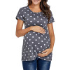 Women Pregnancy Casual T Shirt Maternity Summer Short Sleeve Dot Print Tees Tops Pregnant Tunic Blouse Maternity Clothing