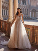 Embroidered Lace and Beaded A-Line Dress with Square Neck Bridal Gown Wedding Dress