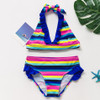 5~14Year Girls swimwear Girls Swimsuit Colorful strip Children swimwear Teenager Kids Beachwear Bathing suit