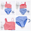 Patchwork Plaid Children Girls Kids Swimwear Swimsuit Brand Kid One Piece Swimsuits Summer Child Baby Beachwear