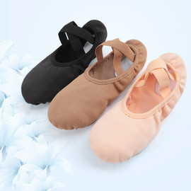 Women Girls Ballet Shoes Ballet Flats Stretch Canvas Split Soft Sole Elastic Fabric Professional Ballet Shoes Dance Slippers