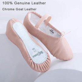 Toddler Girls Leather Ballet Slippers Full Sole Ballet Shoes Soft Gymnastics Yoga Dance Training Shoes for Kids