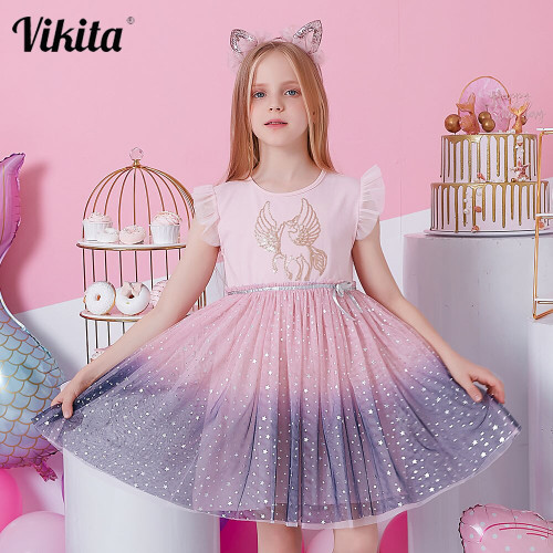 Girls Summer Dress Kids Party Prom Princess Dresses Children Unicorn Mermaid Cartoon Clothes Girls Casual Vestidos