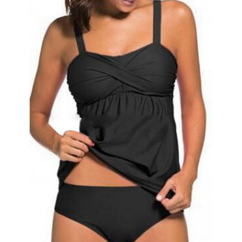 Solid tankini plus size bikini black swimsuit push up swimwear tankini large sizes swimsuits women Tankini Swimwear