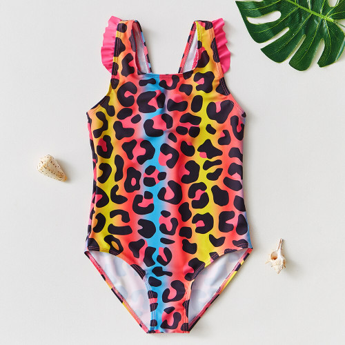 2-10Y Toddler Baby Girls swimwear Leopard print Girls swimsuit Kid Girls Swimming outfit One piece Children Swimwear