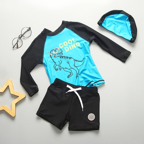 2~11Y Toddler Baby Boy's Surfing suit Boys Dinosaur Swimsuit Quick-Dry Children's Swimwear Long-sleeved Kids Beach wear UPF 50+