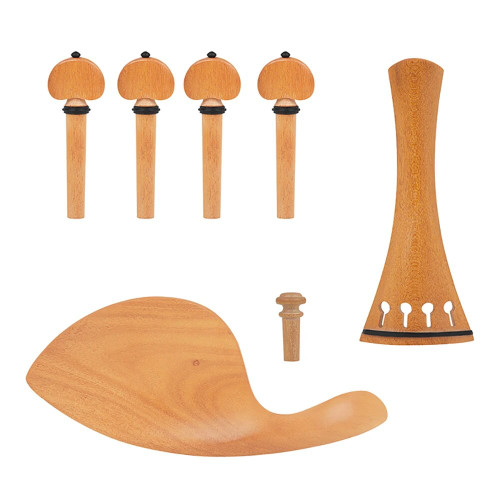 1 Set Violin Maintenance Accessories Violin Tailpiece Tuning Pegs Endpins Chin Holder Wood Color for 4/4-3/4 Violin