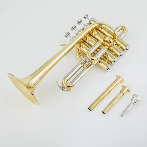 High trumpet Bb Piccolo Trumpet Brass Gold Silver Lacquer Surface Trumpet High Quality Monel Piston