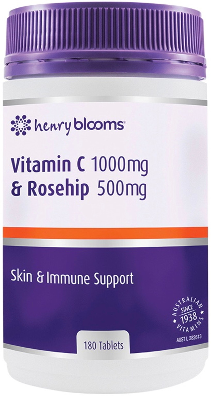 Henry Blooms Vitamin C 1000mg and Rosehip 500mg 180 Tabs - Free Shipping