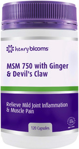 Henry Blooms MSM 750 with Ginger 1000mg & Devils Claw 120 Caps for joint pain, inflammation, arthritis & muscle recovery