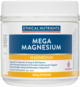 Ethical Nutrients Mega Magnesium Powder Raspberry 200g