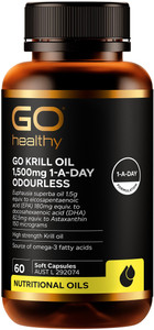 GO Healthy Krill Oil 1500mg Odourless 60 Caps GO Healthy Krill Oil 1500mg Odourless 60 Caps