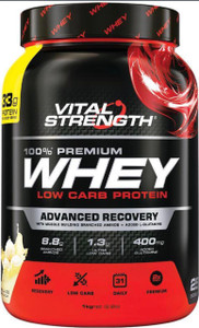 VitalStrength Launch 100% Premium Whey Low Carb Protein 1kg Vanilla Ice Cream VitalStrength Launch 100% Premium Whey Low Carb Protein 1kg Vanilla Ice Cream
