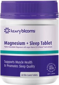 Henry Blooms Magnesium + Sleep 60 Tabs for restful sleep, stress relief, muscle health & relaxation