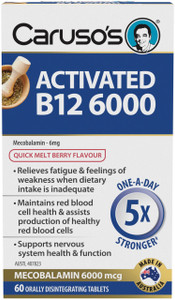 Caruso’s Activated B12 6000mcg 60 Quick Melt Tabs Caruso’s Activated B12 6000mcg 60 Quick Melt Tabs