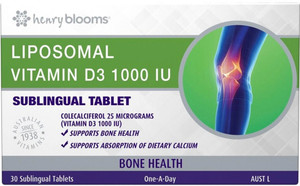 Henry Blooms Liposomal Vitamin D3 1000IU 30 Sublingual Tabs Henry Blooms Liposomal Vitamin D3 1000IU 30 Sublingual Tabs