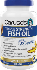 Caruso’s Natural Health Triple Strength Fish Oil Concentrate 150 Caps Caruso’s Natural Health Triple Strength Fish Oil Concentrate 150 Caps