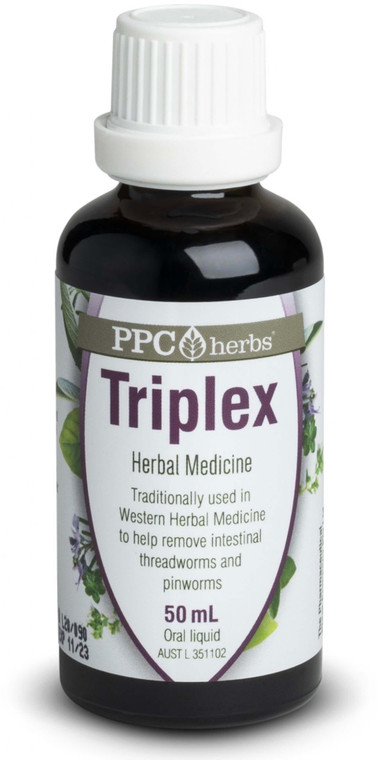 PPC Herbs TriPlex 50ml oral liquid with Black Walnut, Wormwood & Clove traditionally used for intestinal worms & digestive health