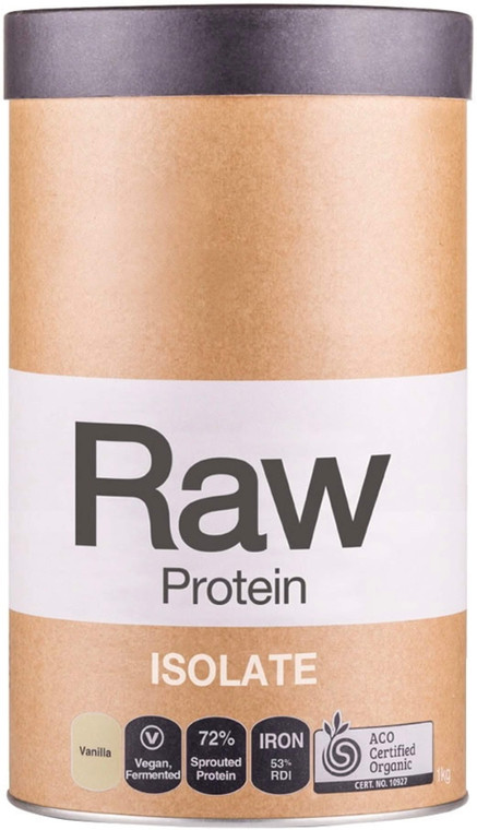 Amazonia Raw Protein Isolate Vanilla 1kg with Organic Sprouted Golden Pea & Brown Rice Protein, Pea Fibre & digestive enzymes for protein & gut health