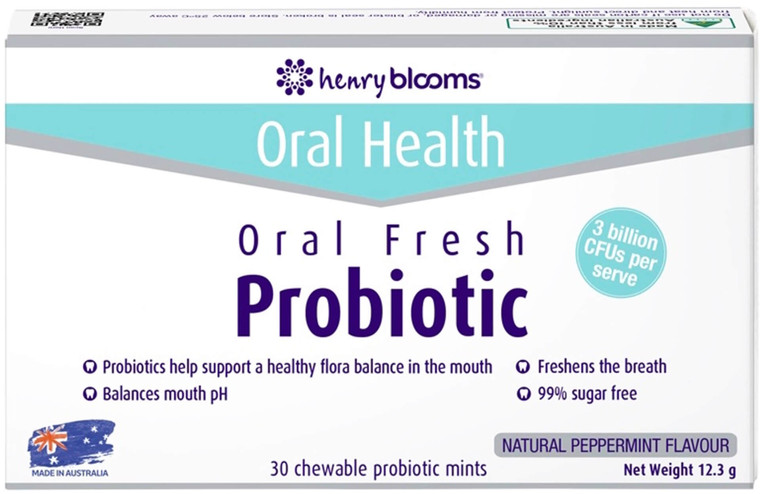 Henry Blooms Oral Fresh Probiotic 30 Chews x 2 Pack = 60 Chewable Mints
