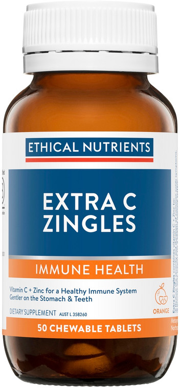 Ethical Nutrients Extra C Zingles Orange 50 Tabs