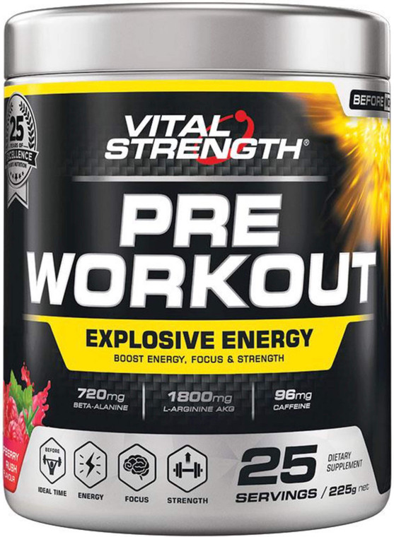 VitalStrength Pre-Workout Raspberry Rush 225g