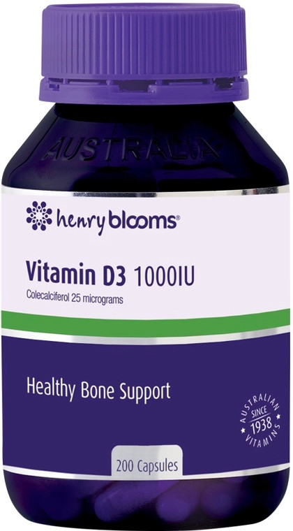 Henry Blooms Vitamin D3 1000IU 200 Caps