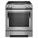 Cuisinière bi-combustible à commandes frontales, 4 brûleurs, 30 po KitchenAid® KSDG950ESS