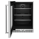 Réfrigérateur sous le comptoir avec porte en verre et tablettes à accents métalliques - 24 po KitchenAid® KURL314KSS