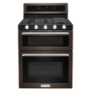 Cuisinière bi-combustible à four double à convection avec 5 brûleurs - 30 po KitchenAid® KFGD500EBS