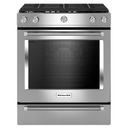 Cuisinière au gaz à commandes frontales à convection avec 5 brûleurs - 30 po KitchenAid® KSGG700ESS