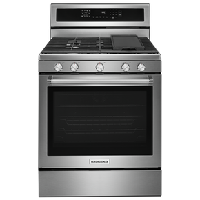 Cuisinière au gaz à convection avec 5 brûleurs - 30 po KitchenAid® KFGG500ESS