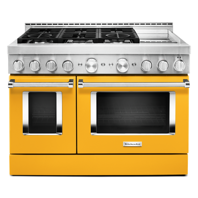 Cuisinière commerciale intelligente au gaz KitchenAid® avec plaque chauffante, 48 po KFGC558JYP