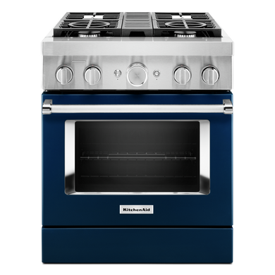 Cuisinière commerciale intelligente bicombustible avec 4 brûleurs - 30 po KitchenAid® KFDC500JIB