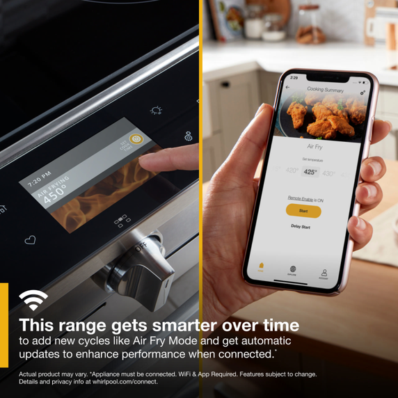 Whirlpool® Cuisinière coulissante électrique intelligente 6.4 pi cu, avec friture à air une fois connectée. WEG750H0HB