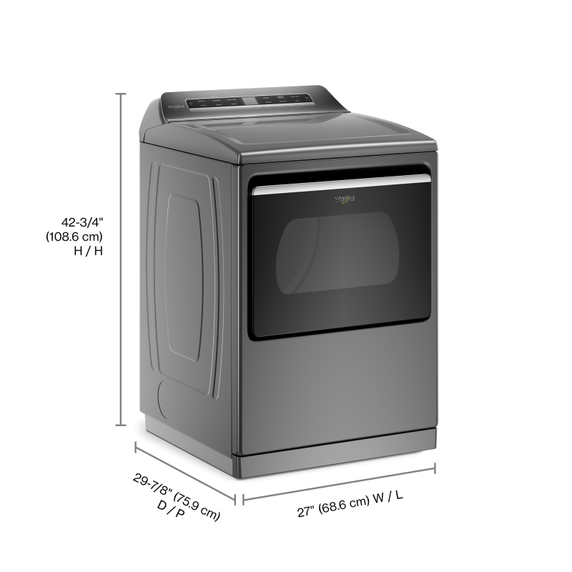 Sécheuse électrique à chargement vertical intelligente - 7.4 pi cu Whirlpool® YWED7120HC