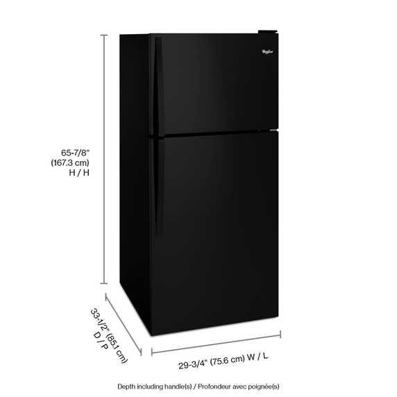 Réfrigérateur à congélateur supérieur - 30 po - 18 pi cu Whirlpool® WRT148FZDB