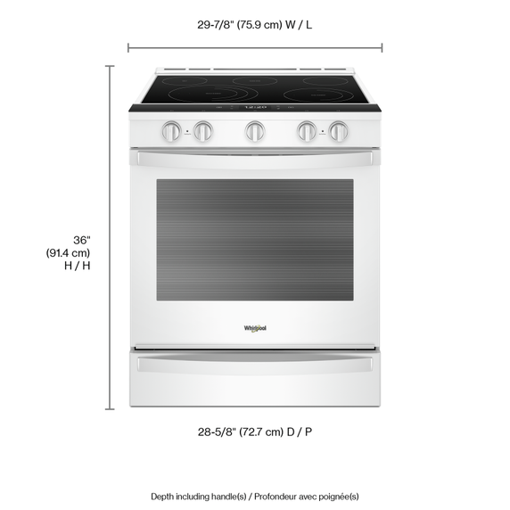 Whirlpool® Cuisinière coulissante électrique intelligente 6.4 pi cu, avec friture à air une fois connectée YWEE750H0HW