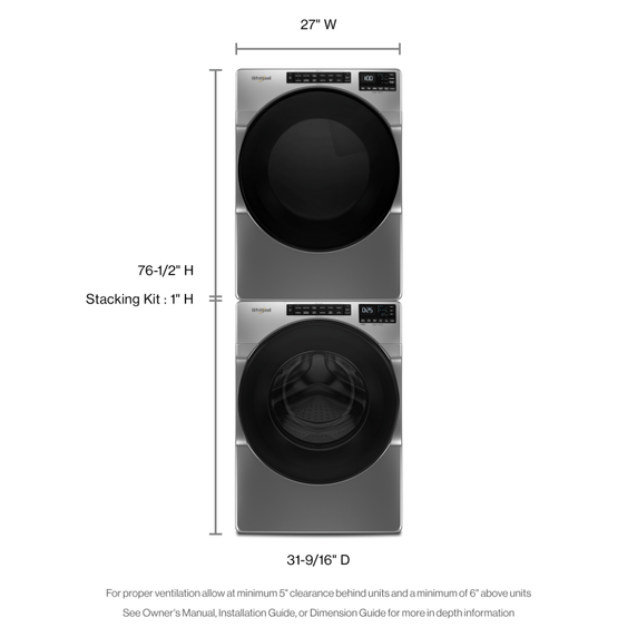 Laveuse à chargement frontal à profondeur de comptoir avec commandes intuitives - 5.0 pi cu c.e.i. Whirlpool® WFW560CHW