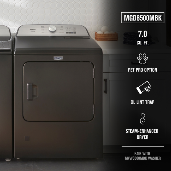 Sécheuse au gaz à chargement vertical animal pet pro -7 pi cu Maytag® MGD6500MBK