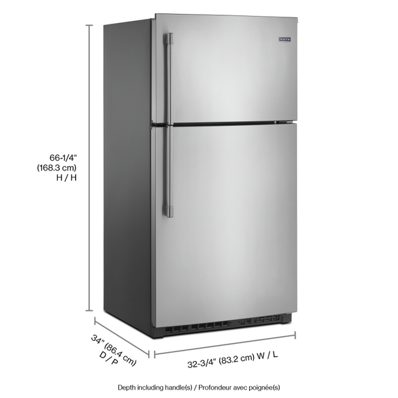 Réfrigérateur à congélateur supérieur avec tour de refroidissement evenairtm - 33 po - 21 pi cu Maytag® MRT711SMFZ