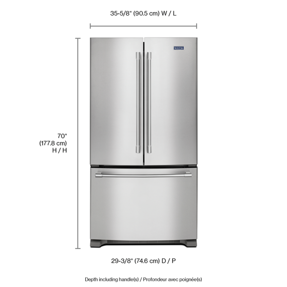 Réfrigérateur à portes françaises et profondeur de comptoir, 36 po, 20 pi cu Maytag® MFC2062FEZ