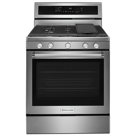 Cuisinière au gaz à convection avec 5 brûleurs - 30 po KitchenAid® KFGG500ESS