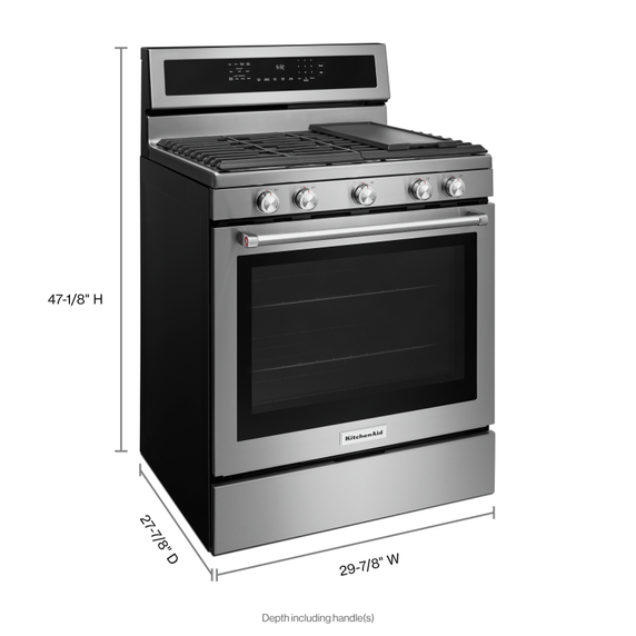 Cuisinière au gaz à convection avec 5 brûleurs - 30 po KitchenAid® KFGG500ESS